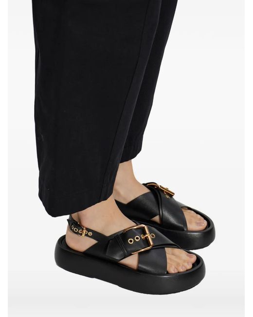 Agl Attilio Giusti Leombruni Black Bulle Buckle-Detail Crossover Sandals
