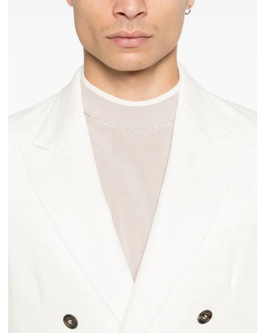 Eleventy White Double-Breasted Blazer for men