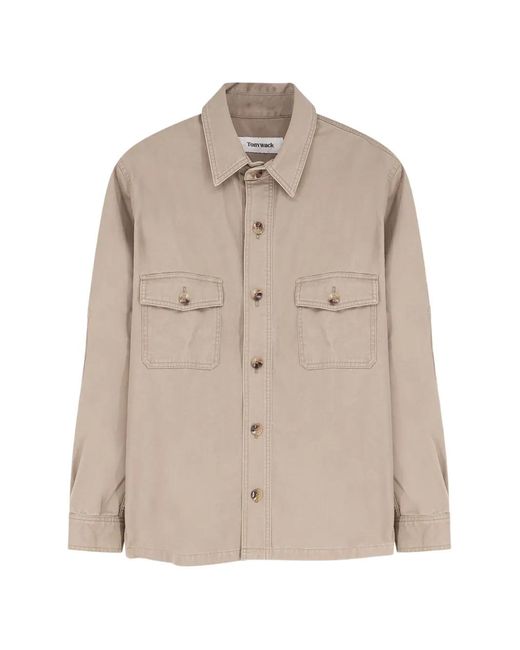 TONYWACK Natural Flap-Pocket Oversized Shirt Jacket for men