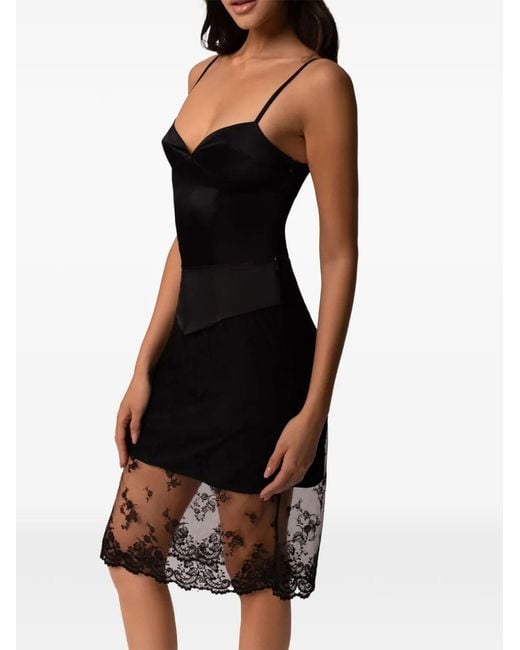 Kiki de Montparnasse Black Juliette Lace-Trim Pencil Midi Skirt