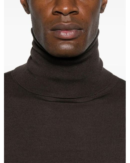 JOE CHIA Black Roll-Neck Sweater for men
