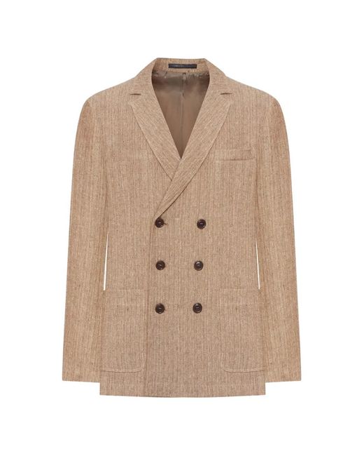 Giorgio Armani Natural Double-Breasted Linen Jacket for men