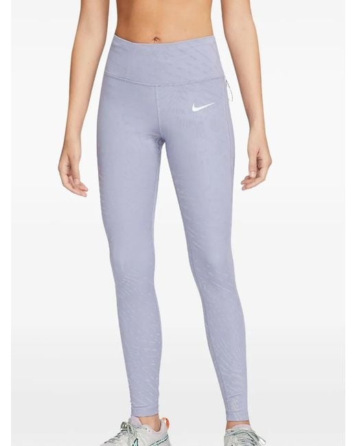 Nike Blue Reflective-Print Haze/Cave" Running Leggings