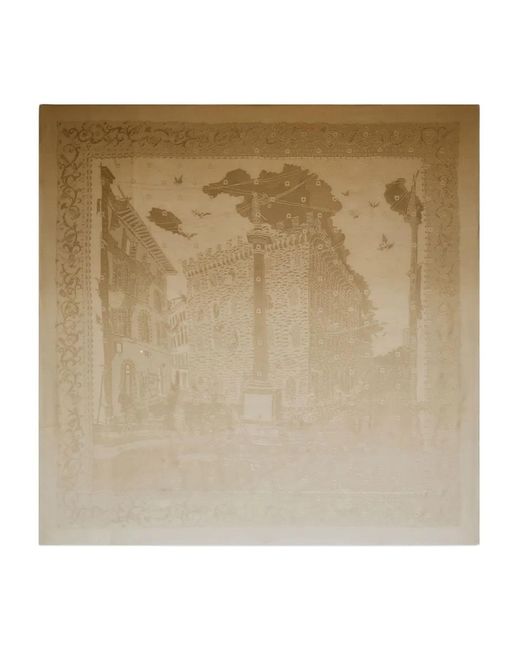 Ferragamo Natural Palazzo Silk Jacquard Degrade Scarf