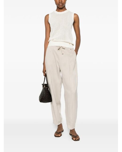 Herno White Drawstring Pleated Trousers