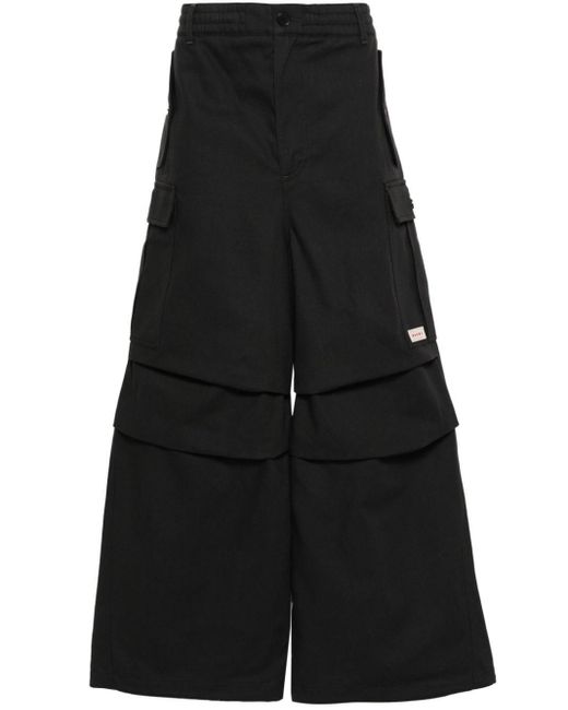 Marni Black Logo-Patch Cargo Trousers for men