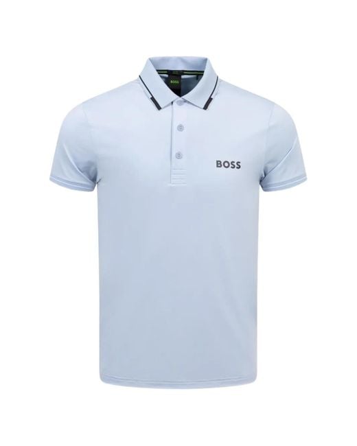 Boss Blue Logo-Print Polo Shirt for men