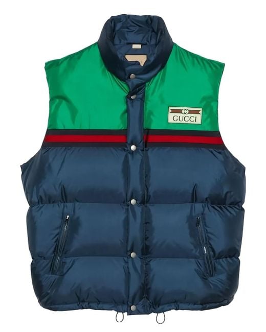 Gucci Blue Logo-Patch Gilet for men