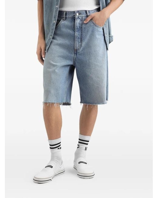 メンズ Dolce & Gabbana カットオフエッジ デニムショーツ Blue