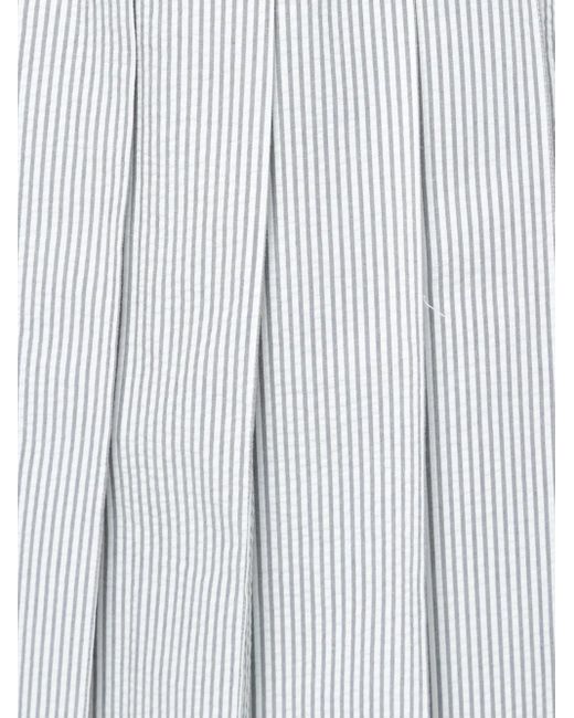 Thom Browne White Seersucker Pleated Skirt
