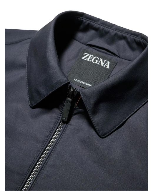 Zegna Blue Leggerissimo Zipped-Up Shirt Jacket for men