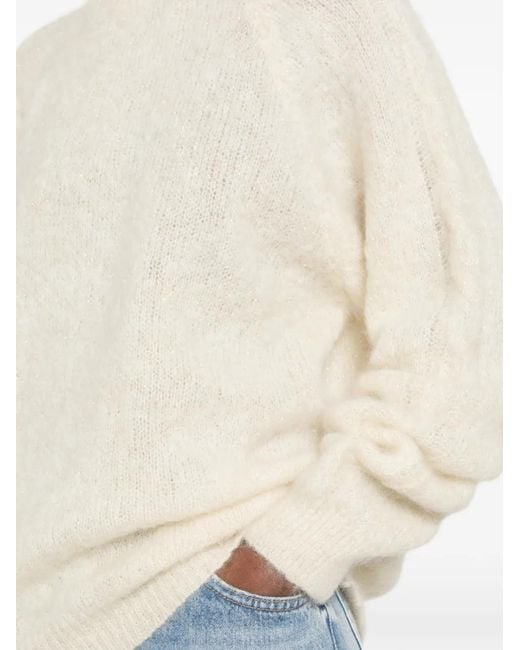 Kristina Ti Blue Cable-Knit Raglan-Sleeve Sweater