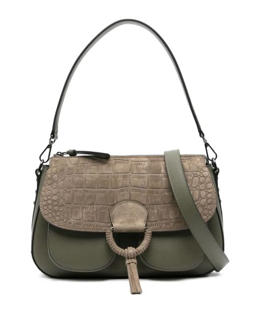 Cromia Metallic Ermione Crocodile-Effect Shoulder Bag