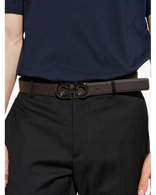 Ferragamo White Gancini Reversible Belt for men