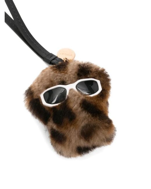 Versace Brown Leopard-Print Textured Keyring