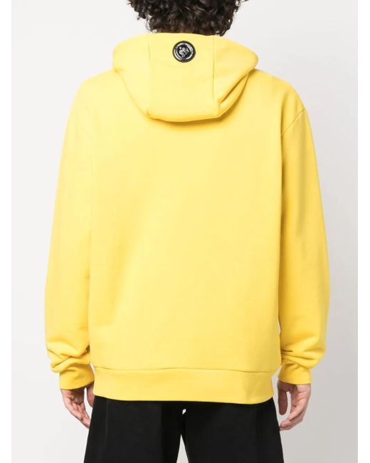 Philipp Plein Yellow Logo Tiger-Print Hoodie for men