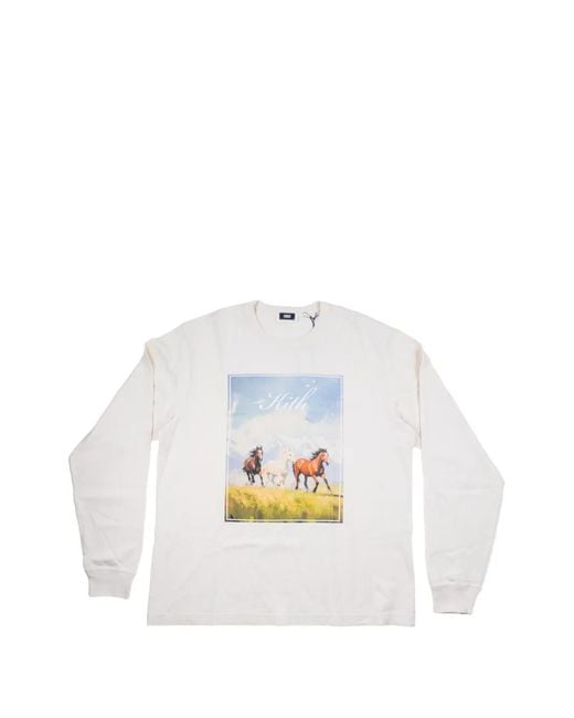 Kith White Long-Sleeve Mustangs T-Shirt for men