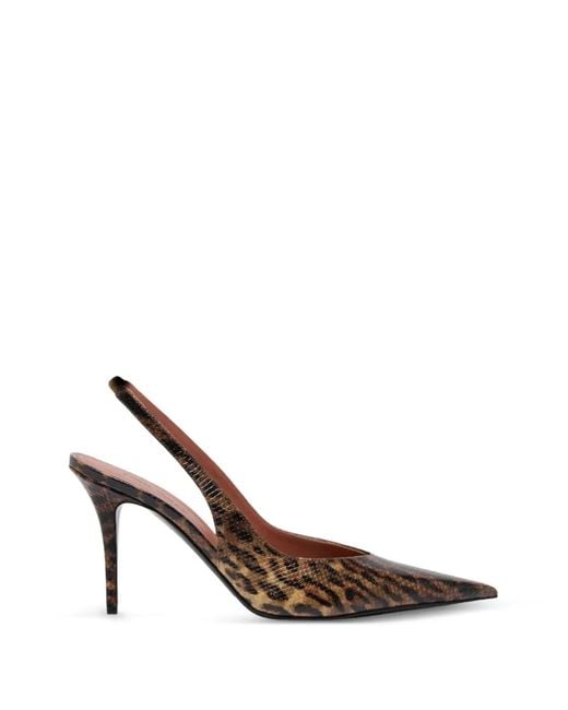 AMINA MUADDI Brown Anok Leopard-Print Snake-Effect Slingback Leather Heeled Sandals