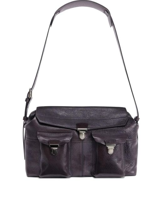 Lemaire Black Week-End Gear Leather Shoulder Bag