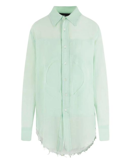 Edward Cuming Green Frayed-Edge Button-Down Shirt