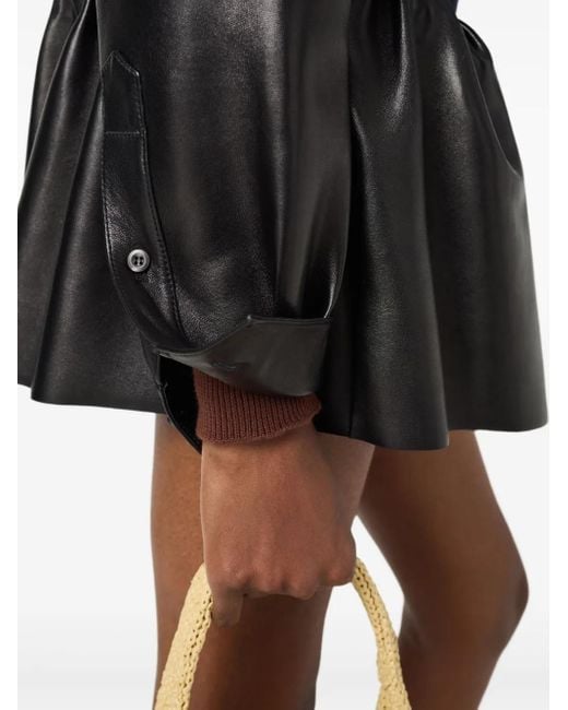 Miu Miu Leren Shirtjack in het Black
