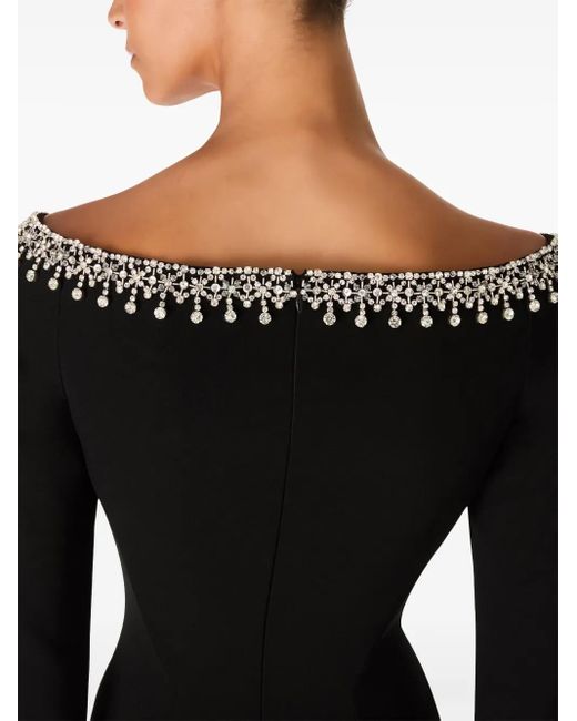 Jenny Packham Black Lima Crystal-Embellished Midi Dress