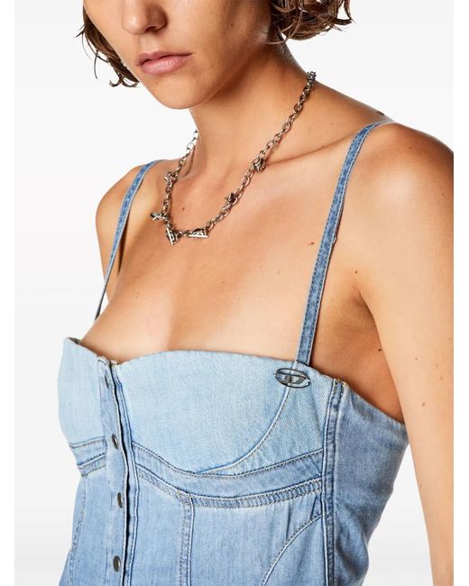 DIESEL Blue De-Dressy Denim Midi Dress