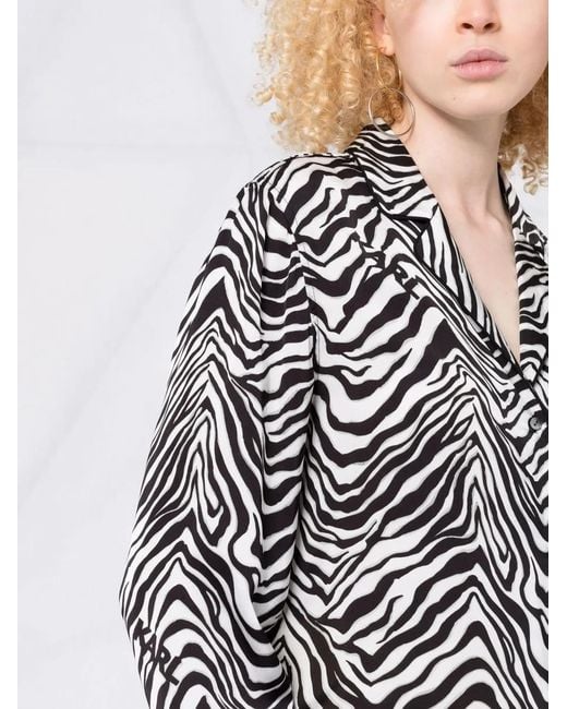 Karl Lagerfeld Black Zebra-Print Long-Sleeve Shirt