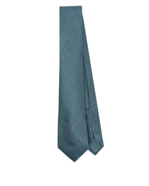 Canali Blue Patterned-Jacquard Silk Tie for men