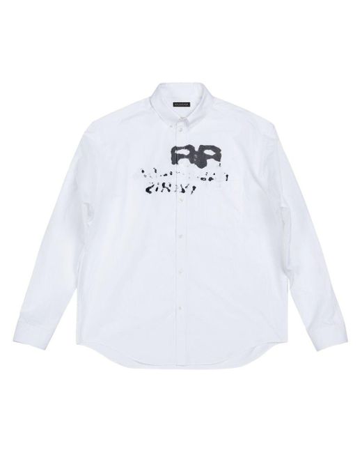 メンズ Balenciaga Hand Drawn Bb Icon Shirt White