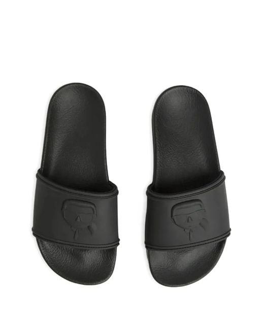 Ikon Kondo Pool Slides di Karl Lagerfeld in Black