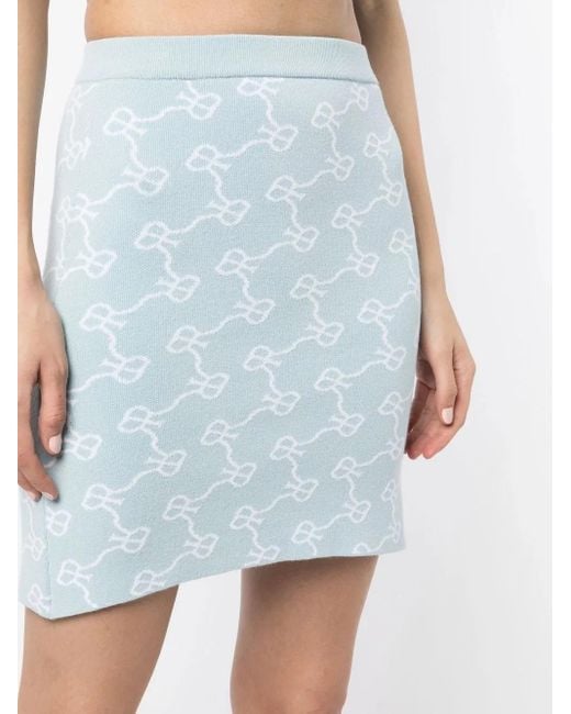 ROKH White Monogram-Pattern Knitted Skirt