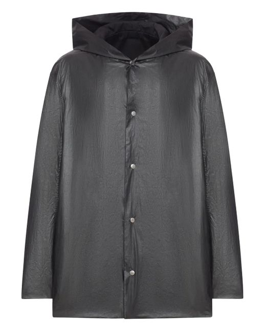Rick Owens Black Waxed Leather Overshirt for men