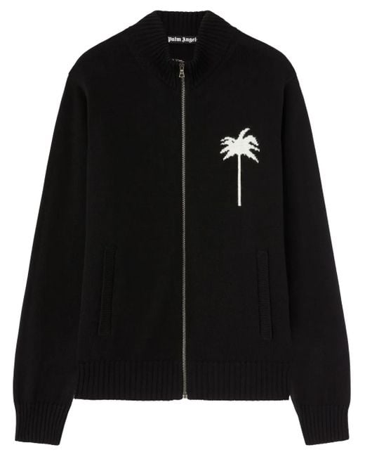 Palm Angels Black Palms-Knit Cardigan for men