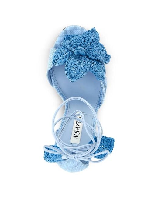 Aquazzura Blue Calypso Flower-Detail Sandals
