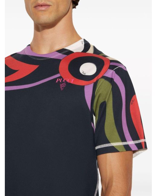 Emilio Pucci Black Marmo-print Cotton T-shirt for men