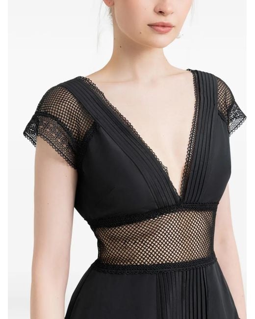 Gemy Maalouf Black V-Neckline Flared Dress