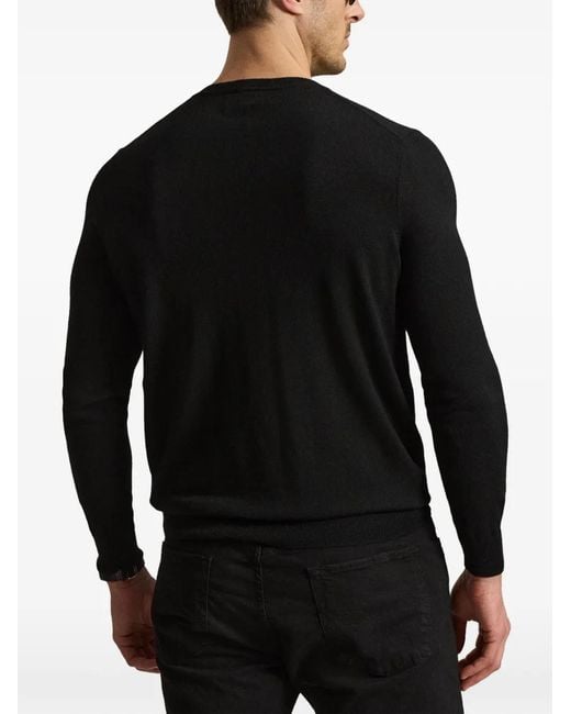 Polo Ralph Lauren Black Embroidered Pony Wool Sweater for men