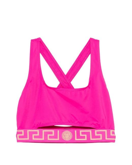 Versace Pink Logo Bikini Top