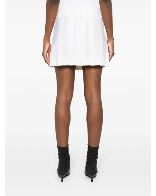 P.A.R.O.S.H. White Plisse' Mid-Rise Mini Skirt