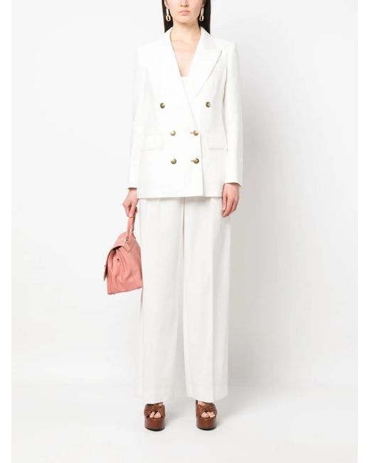 Max Mara White Double-Breasted Blazer Jacket