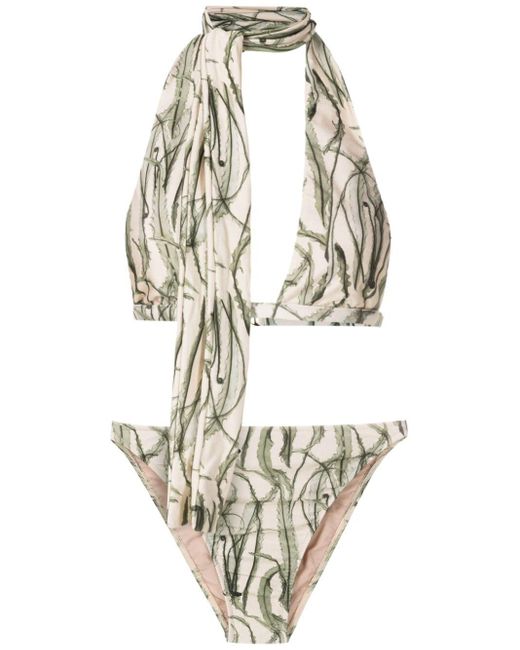 Adriana Degreas White Graphic-print Stretch-design Bikini