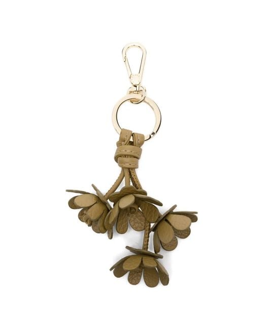 Coccinelle Metallic Floral-Detail Leather Keyring