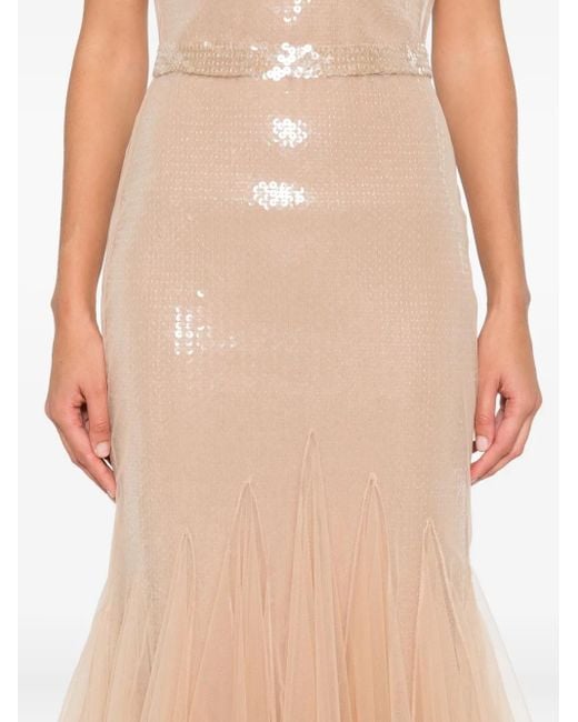 David Koma Natural Tüllkleid mit Paillettenverzierung