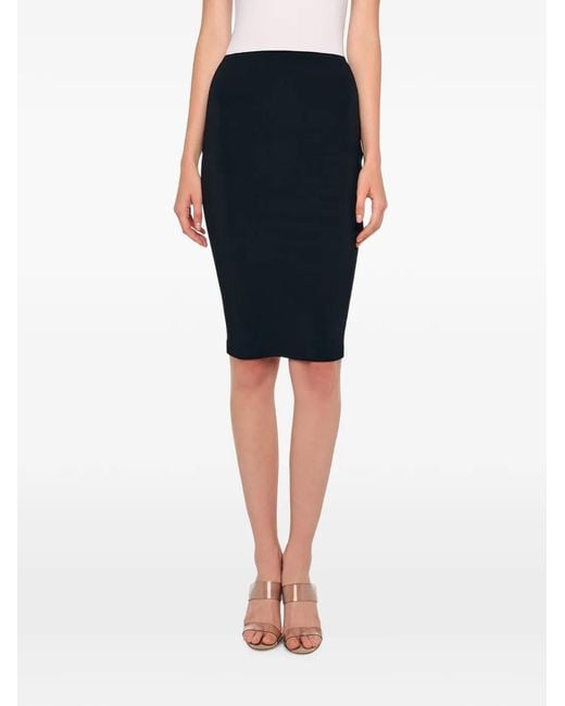Norma Kamali Black Straight-Cut High-Waist Midi Skirt