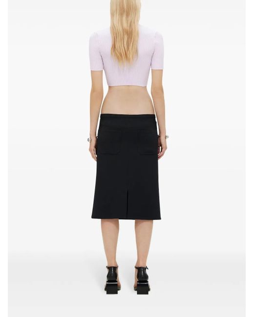 Courreges Pink Ribbed Knit V-Neck Top
