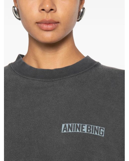 Anine Bing Gray Sweat Miles À Logo Imprimé