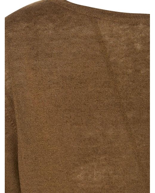 Alpha Studio Brown Linen Neck Over Blouse