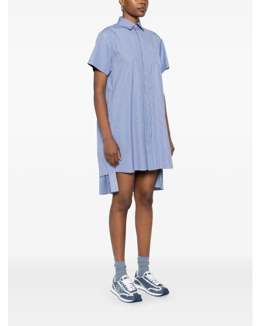 Sacai Striped Mini Dress in Blue | Lyst