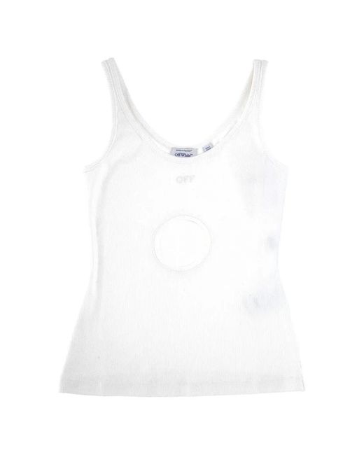Off-White c/o Virgil Abloh White Ribbed-Knit Cut-Out Top